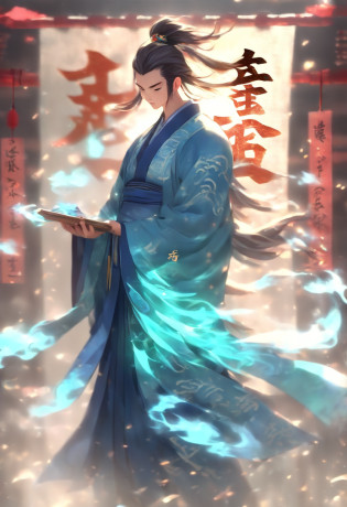 1boys,(((Solo)))??full bodyesbian?1.5?,Young scholars of ancient China?(Hold the transparent illuminated scroll:1.5)?(Transparent glowing kanji hovering in midair:2)??Transparent kanji background?1.5??Vertical text?glittery?Scholar in blue robes?Long flowing hair flutters in the wind?16k, hyper HD, high resolution, Very detailed, Best image quality,dynamicposes?(20 columns of Chinese characters:1.6)?arranged in an orderly fashion