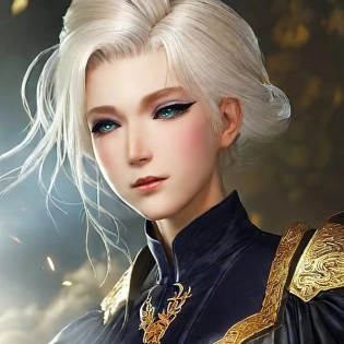 Modelshoot style, half body portrait, from below, (extremely detailed CG unity 8k wallpaper), best quality, photorealistic oil paint, hyperrealistic, digital painting, an extremely delicate and beautiful girl, symmetric face, gorgeous anime-like face, slight smile, (white ponytail hair), standing, gothic dress, kimono, surrounded by (smoke, fire, thunder, lightening), moon rim lighting, cinematic lighting, unreal engine