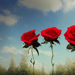 << Garden factory, Tall factory, Many red rose, A few roses, clouds, ultra wide shot, atmospheric, hyper realistic, 8k, epic composition, cinematic, octane render, artstation landscape vista photography by Carr Clifton