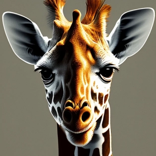 mdjrny-v4 giraffe with a shocked expression getting hit by yellow tennis ball