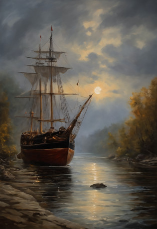 Real picture??Oil paints ??Landscape painting,acrycle painting?Brush strokes?With unparalleled realism,ultrawide,ominous skies,Sail ships,Wooden boats,Lotus,Huge waves,Starry night,Harry Potter,voluminetric lighting,Clearing,Realistic,james gurney,art  stations???Oil painting paint??