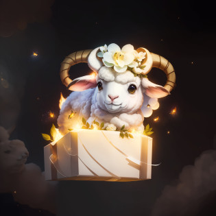 Gift box?A lamb pops out?Fireflies fly around?The lamb looks at a firefly?The lamb's eyes were resolute?Full of positive atmosphere