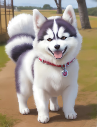 araffe dog with a collar and a collar around its neck, adorable digital painting, husky, realistic picture, husky dog, anthropomorphic shiba inu, siberian husky, kawaii cute dog, happy finnish lapphund dog, husky in shiny armor, photorealistic picture, koda kazuma, hyperdetailed!!!, cute dog
