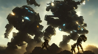 titanfall mech, beautiful cinematic light deep focus, elegant, digital painting, smooth, sharp focus, golden ratio, dramatic illumination, ultra realistic, 4 k, art by wlop