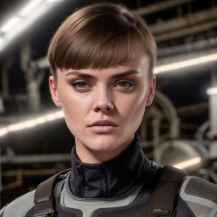 <lora:RNR-Emily:0.7> RNR-Emily, mid-body photo of a 18yo slim girl,wearing black white hunting kit,in a dark factory, perfect brown iris,short hair,surprised,looking at camera,at night,photorealistic,extreemly detailed,intricate,HDR, 8k,hyper realistic,cinematic lighting,photography