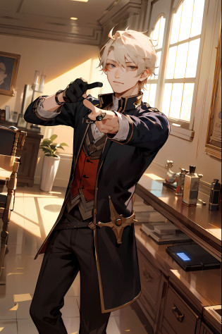someone is pointing at something with their finger, a picture inspired by Jang Seung-eop, reddit, realism, very very low quality picture, low quality footage, with index finger, /gamer ludwig,, profile picture 1024px, holding his hands up to his face, Mana shot out of his hand to a very handsome face?Elaborate Eyes