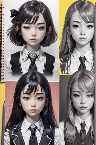 Here is the English prompt that can be quickly copied for an AI assistant:

Please generate a realistic illustration of a Japanese high school girl. 

This illustration needs to realistically depict an ordinary Japanese female high school student.

Specifically, it needs to include elements like a school uniform, school bag, ribbons and other formal fashion items worn by high school girls.

To generate this in stages, first make a rough sketch showing the basic shapes and proportions of the school uniform. 

Next, make a sketch adding color pencil shading for the uniform and hair colors. 

Finally, after digital processing, the end result needs to be a full body illustration of an ordinary high school girl with realistic, intricate facial expressions and atmosphere. --auto --s2