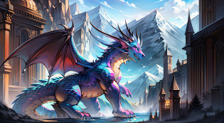 A dragon flies over a mountain with a river, D&d commision art dragon, Legendary Dragon, epic dragon, blue scaly dragon, Dragon Art, Blue dragon, anthro dragon art, colossal dragon as background, wyvern, anthropomorphic dragon, epic full color illustration, european dragon, Dragon Flying, Dragon, dra the dragon, Frost Dragon