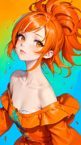 Red Fashion T-shirt?1.9??(orange hair: 1.8), (all the colours of the rainbow: 1.8),(((((vertical painting?1.6))), ?painting?1.6??front, comics, illustrations, paintings, large eyes, orange clear eyes,? rainbow color gradient high ponytail?1.7?, exquisite makeup, closed mouth,(Small Fresh: 1.5),(Wipe Chest: 1.6) ?long eyelashes, orange off shoulder T-shirt,  orange Shoulder Shirt?looking at the audience, large orange eyes, (rainbow colored hair?1.6), color splash, ?solo?1.8?, color splash, color explosion, thick paint style, messy lines, ((shining))?(colorful), (colorful), (colorful), colorful, Thick Paint Style, (Splash) (Color Splash), Vertical Painting, Upper Body, Paint Splash, Acrylic Pigment, Gradient, Paint, Highest Image Quality, Highest Quality, Masterpiece, Solo, Depth of Field, Face Paint,  orange clothes, (Elegant: 1.2), gorgeous,long hair, wind, (Elegant: 1.3), (Petals: 1.4)?(((masterpiece))),(((best quality))),((ultra-detailed)),(illustration),(dynamic angle),((floating)),(paint),((disheveled hair)),(solo),(1girl) , (((detailed anima face))),((beautiful detailed face)),collar,bare shoulders,orange hair, ((orange hair)),((streaked hair)),beautiful detailed eyes,(orange color eyes),(((orange eyes))),(((colorful background))),(((high saturation))),(((surrounded by colorful splashes))),