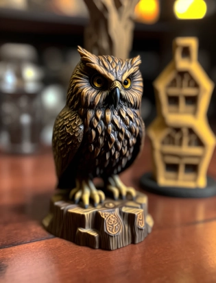 owl, miniature, dnd game, high detail, sharp focus --ar 3:4