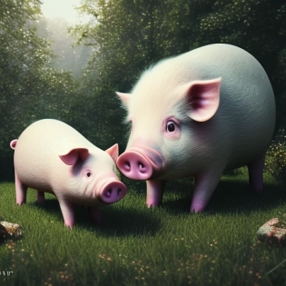 pltn style, cute pig on the farm, forest, photorealistic painting, sharp focus, 8k, perfect composition, trending on artstation, award-winning photograph, unreal engine cinematic smooth, intricate detail, cute big circular reflective eyes, Pixar render, unreal engine cinematic smooth, intricate detail, cute big circular reflective eyes, Pixar render, unreal engine cinematic smooth, intricate detail