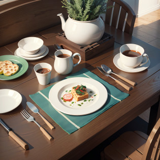 Tableware illustration style --auto