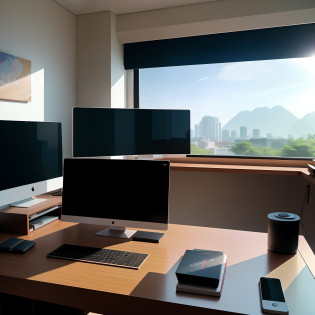 90-degree viewing angle?Luxurious work desk?nerds?Computer?Gentle lighting?Outside the window?Listen to music?Kizi?Back Shadow?Leica lens?photorealestic