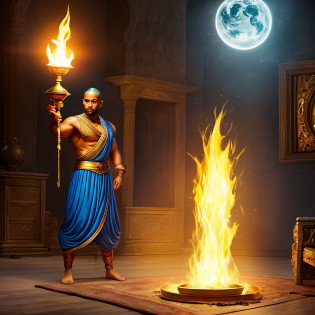 Realistic image of a genie of the lamp, standing position floating on the ground, male, should be portrayed as a black man, apparently aged 25, displaying a rapper's appearance. The shade of your skin should be dark in order to highlight your Latin facial features. Their hair should be represented as curly. As for the garments of the genie, they must be clearly identifiable as typical of the stereotype of the genie of the lamp. The image should depict the moment when the genie emerges from a magic lamp, creating a clear atmosphere. Special effects should be applied to emphasize the magical aspect of the moment, with intense glows and luminosity enveloping the genie and the magic lamp, which is located on the floor. It is of utmost importance that the image generated has a high resolution and meticulous attention to detail. --auto