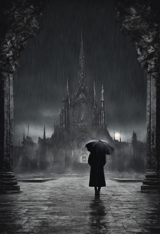 Rain without stars, crying, different languages, horrible speeches, offensive and angry words, loud and hoarse voices, sounds of hands, it expands in the timeless atmosphere, always dark, like sand thrown by a typhoon, 4k, ultra