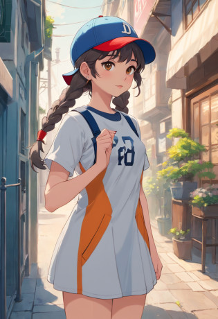 1girl in tight short dress and baseball cap with Air Jordan 1 High by Jordan x Dior