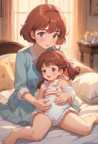 (best quality,highres,ultra-detailed),extremely detailed facial expression:1.1,nervous expression:1.1,worried expression:1.1,woman,adult diaper,high-quality adult diaper,taking off skirt,revealing skirt,checking diaper,smug doll,smiling doll,smug face,baby print on diaper,curious woman,careful examination of diaper,looking closely at diaper,meticulous inspection of diaper,concerned expression,meticulously crafted doll:1.1,realistic doll:1.1,playful expression:0.9,doll with vivid colors,artistic doll,realistic face,soft fabric texture,extraordinary attention to detail:1.1,beautifully designed doll,soft and comfortable material:0.9,cotton fabric,precise texture,matching crib in the background,soft lighting,subtle shadows,artistic lighting,emphasizing doll and woman,professional photography style,precise lighting angles,vintage color tone,gentle warm lighting,creating a comforting atmosphere,sophisticated composition,attention-grabbing central focus,storybook-like scene,happiness and security in motherhood.