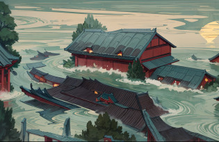 floods?Confucian style?storybook illustrations?Illustrated story?