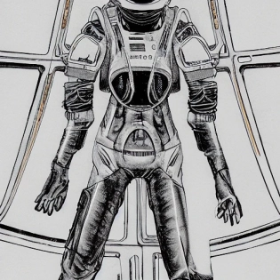 Girl in spacesuit, spaceship inside, Tsutomu Nihei style, Sidonia no Kishi, gigantism, laser generator, multi-story space, futuristic style, Sci-fi, hyperdetail, laser in center, laser from the sky, energy clots, acceleration, light flash, speed, anime, drawing, 8K, HD, super-resolution, manga graphics, Drawing, First-Person, 8K, HD, Super-Resolution