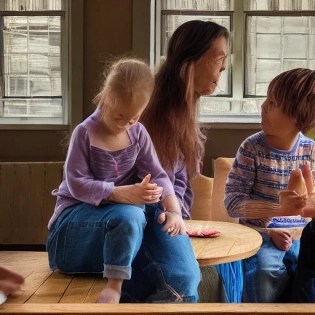 Middle aged women seated at table with two young children, face heavily wrinkled showing the pain and anguish of living in poverty, expression of extreme stress and worry, children seated at wooden table with no food in bowls, one child licks empty bowl, dramatic lighting, dusty god rays stream thru small windows onto table, 8k, intricate detail, photorealistic, realistic light, gray scale, In the style of Richard AvedonNegative prompts: Plastic, Deformed, blurry, bad anatomy, bad eyes, crossed eyes, disfigured, poorly drawn face, mutation, mutated, extra limb, ugly, poorly drawn hands, missing limb, blurry, floating limbs, disconnected limbs, malformed hands, blur, out of focus, long neck, long body, ((((mutated hands and fingers)))), (((out of frame))), (((signature))), (((signatures))) blender, doll, cropped, low-res, close-up, poorly-drawn face, out of frame double, two heads, blurred, ugly, disfigured, too many fingers, deformed, repetitive, black and white, grainy, extra limbs, bad anatomy, bad eyes , bad eye colour