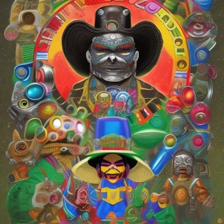 create an image of mexican superheroes the members will be: "el chapulin colorado", "lola la trailera", "el santo el enmascarado de plata", "kaliman", "el pantera", "odyssey bubbles", "el ecoloco" , "fantomas the elegant threat", "Xavier Lopez Chabelo", "Cepillin", starman the libertarian, "Chanoc", Blue demon, "Aguila Solitaria", all of them together as a team and with an epic pose, the image must be hyper-realistic and in a background of a destroyed city in the background you must see the angel of independence in Mexico, the image must be seen in 4k