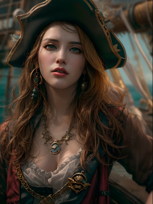 (masterpiece, alluring depiction of a sensual pirate in seductive pirate attire:1.3), (captivating portrayal that exudes a perfect blend of allure and adventure:1.2), (meticulously crafted to highlight the character's captivating charm:1.2), (a seductive pirate adorned in alluring pirate clothing that accentuates her figure:1.1), (a balance between classic pirate elements and a modern touch of sensuality:1.1), (her confident and daring expression adding to her enigmatic allure:1.1), (meticulous attention given to the details of her attire, from the low neckline to the intricate accessories:1.1), (a backdrop that captures the essence of a pirate's world, with hints of treasure and adventure:1.1), (a portrayal that evokes a sense of intrigue and adventure while embracing sensuality:1.1), (the fusion of enticing aesthetics and the spirit of piracy creating a visually captivating composition:1.1), (an image that prompts viewers to imagine the tales and escapades of this enchanting pirate character:1.1), (an artwork that celebrates both fantasy and allure in a vibrant and captivating manner:1.1), (an invitation to embrace the allure of the high seas and the intriguing world of a sensual pirate:1.1)), Cinematic, Hyper-detailed, insane details, Beautifully color graded, Unreal Engine, DOF, Super-Resolution, Megapixel, Cinematic Lightning, Anti-Aliasing, FKAA, TXAA, RTX, SSAO, Post Processing, Post Production, Tone Mapping, CGI, VFX, SFX, Insanely detailed and intricate, Hyper maximalist, Hyper realistic, Volumetric, Photorealistic, ultra photoreal, ultra-detailed, intricate details, Super detailed, Full color, Volumetric lightning, HDR, Realistic, Unreal Engine, 16K, Sharp focus, Octane render