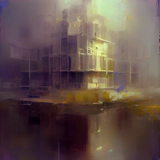 Piet Mondrian Art superimposed on a Jeremy Mann Painting