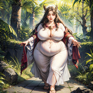 anime character of a fat woman in a long dress walking down a path, fullbody rpg portrait, full body portrait of a short!, she has a jiggly fat round belly, a portrait of a plump woman, full-body character portrait, she has a jiggly fat round belly, fat woman, farmer, full body character portrait, fat villager, d & d style full body portrait, thicc, rpg portrait full body, character full body portrait --auto