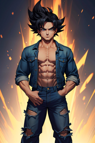 (obra-prima, melhor qualidade), detalhes intrincados, 8k, artstation, papel de parede, arte oficial, splash art, tempestade no fundo, foco n�tido, 1boy, (fotorrealista: 1.2) (bokeh) (melhor qualidade) (pele detalhada: 1.3) (detalhes intrincados) (8k) (olhos detalhados) (foco n�tido) son goku, irritado, dano de batalha, cabelo loiro, faixa azul, dentes cerrados, furioso, olhos verdes, foco masculino, muscular, masculino musculoso, peitorais, faixa, solo, cabelo cravado,  super saiyajin, super saiyajin 1, dentes, topless masculino, roupas rasgadas, pulseira, I merged with a dragon meri with Seu Madruga is a thin and tall man, com bigode (que ocasionalmente raspa) e olhos claros. Her hair is black and curly medium, But he's almost always covered by his fisherman's hat in jeans. Beyond the hat, sempre veste uma camisa preta, dark jeans and white sneakers, already worn out from old.