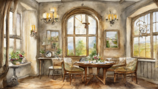 There are 10 clocks hanging on the wall, Round clock?Triangular clock?Vertically long clock?Watercolor touch,