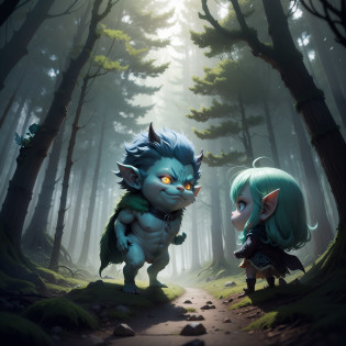 Troll,Chibichara,Anime Characters,In the dimly lit forest, It is a design of a troll, a type of fairy that appears in Norse lore.??Prankster?and?A nuisance who does bad things?It has the meaning of?
