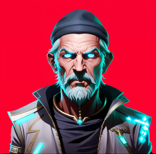 Draw an epic portrait of a magician in a stunning detailed art style. The magician is an iconic character of high detail, with characteristics of an ancestral sage. He's standing, in a close-up, with a vibrant red background. The wizard wears a small, black wizard's hat, adding a distinctive touch to his look. The illustration should capture the essence of an epic portrait of a wizard, with a touch of Fortnite art style. Use your creativity to create a portrait of a powerful wizard, combining epic art style with green spells. The final image should convey the feeling of a mystical wizard, depicted in the epic art style of Fortnite, while incorporating the magical and ancestral atmosphere, highlighted by the iconic wizard's hat, thus creating a true epic digital art illustration that could be used in a role-playing game.