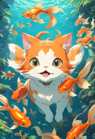 Cat face?Goldfish body?Limbs of goats