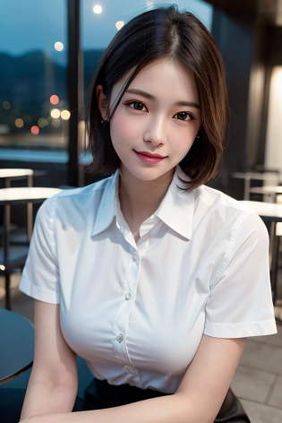 (8k, best quality, masterpiece:1. 2), (realistic, photo-realistic:1. 37), ultra-detailed, 1 girl, cute, solo, beautiful detailed sky, detailed cafe, night, sitting, dating, (nose blush), (smile:1. 15), (closed mouth) small breasts, beautiful detailed eyes, (collared shirt:1. 1), night, wet, business attire, rain, white lace, (short hair:1. 2), floating hair, <lora:KoreanDollLikeness:0. 2> <lora:TaiwanDoll:0. 2> <lora:JapaneseDollLikeness_verB:0. 2>