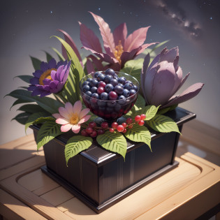 Concept: �Luxurious Nighttime Beverage�
	�	Prompt 1: �Create a photorealistic image of a luxurious, dark-colored fruit juice in a high-end glass, set against a backdrop of a starry night sky. The brand name �Bonsoir� should be elegantly written on the glass or subtly incorporated into the scene. The style should be elegant and sophisticated, with a color palette that includes deep blues, purples, and accents of silver or gold for a touch of luxury. The composition should focus on the juice, with the night sky providing a beautiful, but not distracting, background.�
	�	Prompt 2: �Imagine a scene of a high-end fruit juice, served in a luxurious glass under the night sky. The juice should look rich and appealing, with the color reflecting the type of fruit used. The brand name �Bonsoir� should be elegantly incorporated into the scene. The night sky should be filled with stars, adding to the overall luxurious and sophisticated feel of the image. Use a high-resolution, detailed style, with a color scheme that includes dark blues, purples, and accents of silver or gold.�
	2.	Concept: �Fruit Jewel Box�
	�	Prompt 1: �Create a photorealistic image of a jewel box, but instead of gems, it�s filled with vibrant, high-quality fruits. The brand name �Bonsoir� should be elegantly written on the box or subtly incorporated into the scene. The style should be luxurious and appealing, with a color palette that includes the various colors of the fruits, and gold or silver for the box. The composition should focus on the box and the fruits, making them look as appealing and precious as possible.�