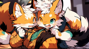 Style picture of a squirrel in pajamas lying on bed with its limbs open, Shota?large tail?Shota?Drooling in the mouth?Wet hands?commission on furaffinity, very very beautiful furry art, furaffinity commission, squirrels, jazza and rossdraws, Furry art!!!, zerochan art, Colorful squirrel city, Detailed fanart, fursona art, wearing fancy clothes, Furry tail,