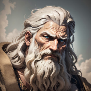 Only the close face of a bearded man, face -colored face, epictetus, portrait Zeus, Father Time, Furious God Zeus portrait of Zeus, Moses, The God Zeus, Stoic, Divine and Stoic Face, Stoicism, Amazing resemblance, old wise, Michelangelo ArtStyle, Greek god, epictet's face, hyper-realist, Roman God, and his facial expressions bring deep sadness and excess thought, colors are silenced and faded to emphasize the seriousness of the scene. 8K - -Auto - -S2 --auto --s2