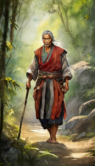 tmasterpiece, Handsome old samurai walking through the jungle among fireflies, (high detal: 1 1), Rough face, Natural skin, high high quality, NSFW, beautidful eyes, (detailed faces and eyes), (the face: 1 2), noise, Extra, Realphotos, ...PSD, Lamp film photography, foco n�tido, contrasty lighting, Detailed skins, High resolution 8K, insanely details, realisticlying, professional photoshooting, 8K  UHD, SLR camera, gentle illumination, high high quality, Film Particle, Fujifilm XT3