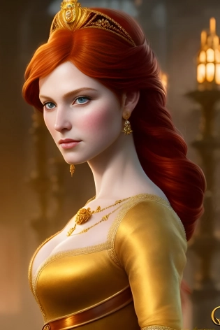 portrait painting of a redhead feminine royal woman, ultra realistic, concept art, intricate details, eerie, highly detailed, photorealistic, octane render, 8 k, unreal engine. art by artgerm and greg rutkowski and alphonse mucha