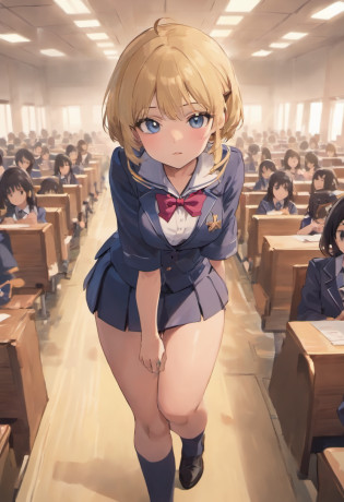 (((Huge breasts :1.3, and droopy breasts:1.4))), 8k, RAW photo, Low angle shot, ((15 years old, very cute schoolgirl in a short skirt and bow tie sitting on school bench)), (Indonesian girl school uniform), (wearing Indonesia school uniform), (Indonesia school uniform), (a hyperrealistic schoolgirl), (dressed as schoolgirl, hyperrealistic schoolgirl), wearing school uniform, realistic schoolgirl, girl wearing uniform, wearing a school uniform, of a schoolgirl posing, full body, nice skin, glowing skin, nice thighs,glowing thigh, glowing legs, ((in a crowded class room))