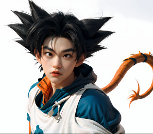 (masterpiece, best quality, photorealistic, absurdres, 8k:1.2), nsfw, best lighting cartoon of a kid with a big tail and a big tail, Goku, Goku in Dragon Ball, Goku in Dragon Ball Z, Character Dragon Ball, Goku in Dragon Ball Z, Akira Toriyama style, Goku, Human Goku, Goku as Asian, Dragon Ball, Dragon Ball style, Dragon Ball, Goku in real life