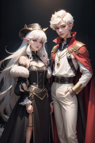 arafed non - binary model male, androgynous, androgynous femboy, beautiful androgynous femboy, androgyny, androgynous person, delicate androgynous prince, non binary model, beautiful androgynous prince, zac retz, lil peep, zero g pretty anime male with light peach color hair and grey eyes, big fluffy hair, wolfcut hair, fluffy hair with thick bangs over eyes, wearing white medieval men's shirt with puffy sleeves, uzzlang male, fashionable, uzzlang male, attractive pretty male, male anime, horse riding boots, black cape with red inside, wizard hat in black and red inside, gold accents, elf with gold earrings, elf ears, gold jewelry, full body, long sleeves, kpop boyband face, ethreal beauty, cute pose, smiling, shy, timid, cute, short hair, anime male