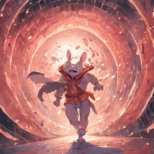 Rat Man, Pig people, Dragon Man?Run fast together in a space-time tunnel, All wearing human armor