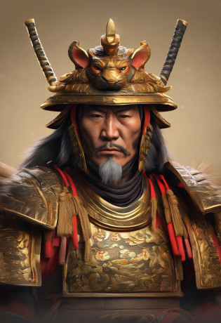 Create a highly detailed and ultra-realistic bust of a samurai with a tiger's face wearing a samurai helmet, where there is no additional tiger head in the samurai's hands. The tiger face should be incredibly lifelike, with every whisker and stripe meticulously crafted for authenticity. The samurai's body should maintain a humanoid appearance, dressed in traditional warrior attire, and most importantly, wearing a samurai helmet.

The katana should still be prominently displayed, firmly held in the samurai's hand, with only the unsheathed, metallic, and shiny blade visible vertically. The setting should exude a dark and somber atmosphere to enhance the overall dramatic effect.

Please prioritize the realistic depiction of the tiger face and the samurai helmet, ensuring that there is no extra tiger head in the samurai's hands. Deliver the final artwork in the highest possible resolution to emphasize its realistic qualities.