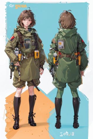 militaryru, <lora:militarytyan:1>, sunlight, summer, brown hair, detailed, masterpiece, referenceart, reference sheet, multiple views, <lora:reference sheet-model sheet:1>, reference sheet, model sheet,