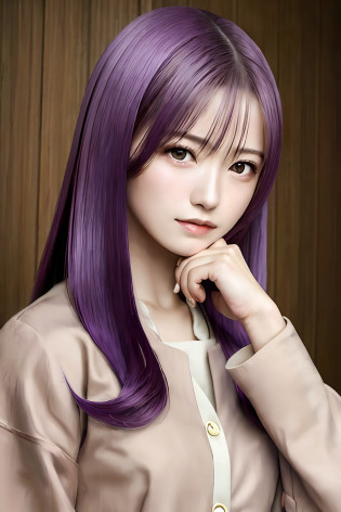 1 girl, Yamanaka Ino, purple clothes, long hair, beige hair, realistic, ultra detail, 70mm lens.
