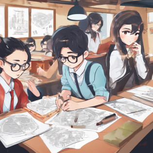 Depict a bright classroom?Full of technology atmosphere?Students in the classroom can use VR glasses for virtual reality learning?They can explore a variety of scenarios and knowledge in an immersive way?ao mesmo tempo?There are also students drawing cartoon characters?Show their creativity and artistic talent?Teachers are teaching students how to take pictures with their cameras?Develop their photography skills?Still others draw with brushes?Express your thoughts and feelings?ao mesmo tempo?There are also students exploring the inside of the classroom?Discover new knowledge and discoveries?There are even students operating drones to measure?Demonstrate the application and innovation of technology?The entire illustration can be laid out vertically?to highlight the faces and expressions of the characters?This illustration is suitable for commercial use?Can be used for education-related advertising?promotional materials, etc?Show the technology and innovation of modern education?