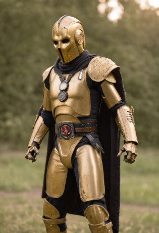 C-3PO as mortal combat character, dressed in mortal combat clothing, (mortal combat clothing:2), (full body image 2)