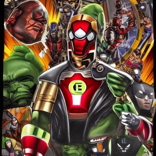creates an image of Mexican superheroes style the avengers, but the members will be: "el chapulin colorado", "lola la trailera", "el santo el enmascarado de plata", "kaliman", "el pantera", "odyssey bubbles" , "el ecoloco", "fantomas la amenza elegante", "Xavier Lopez Chabelo", "Cepillin", starman the libertarian, "Chanoc", Blue demon, "Aguila Solitaria", all of them together as a team and with an epic pose , the image must be hyper-realistic and in a background of a destroyed city in the background the angel of independence in Mexico must be seen, the image must be seen in 4k