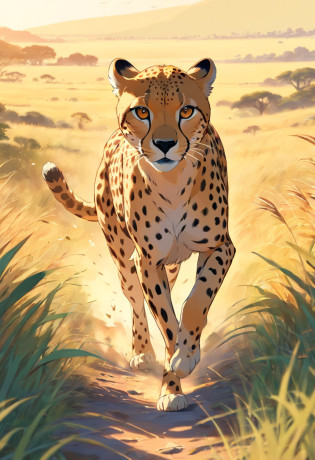 Cheetah running in the serengeti